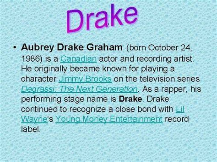 Aubrey Drake Graham (1986 ) &bull;